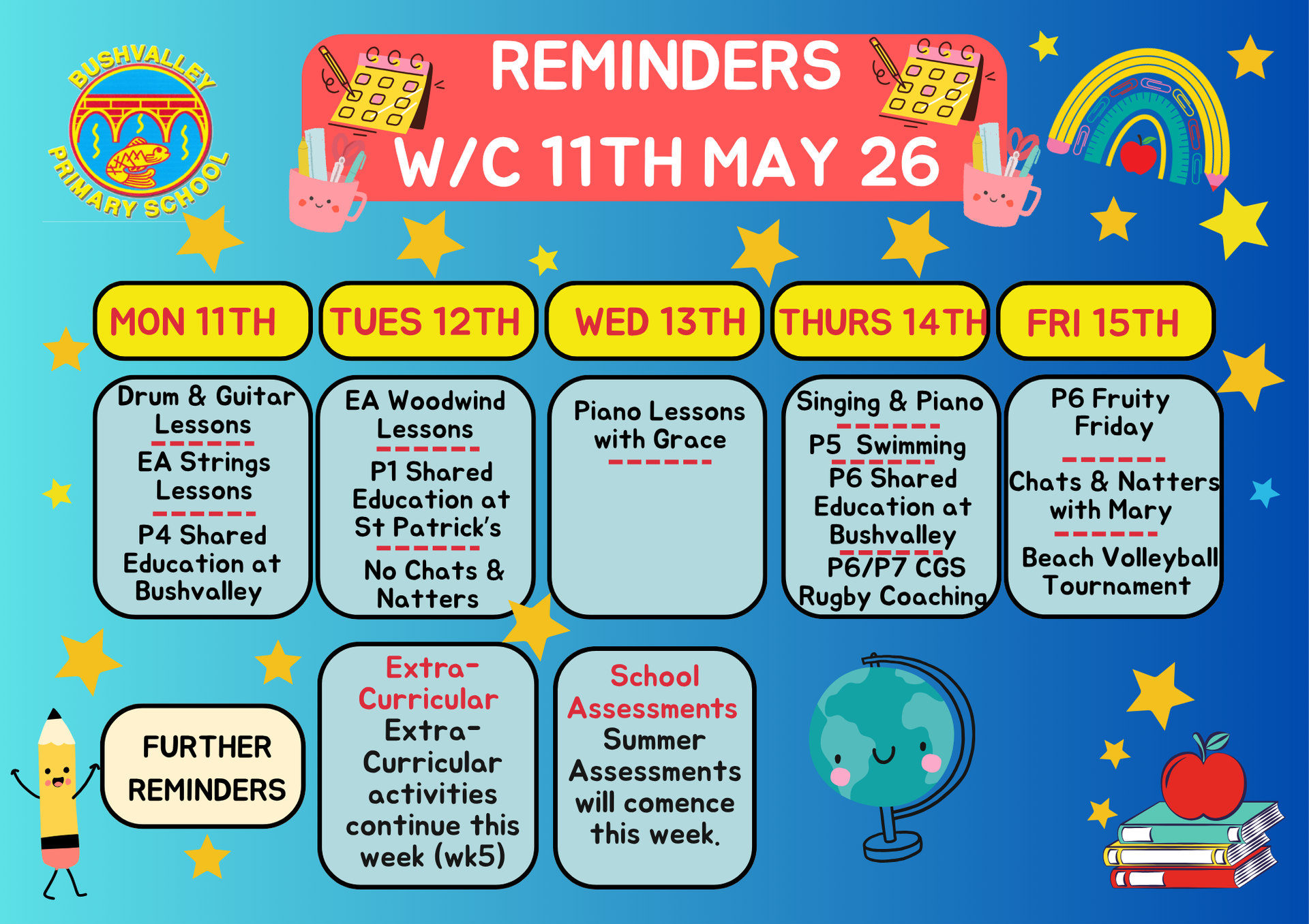 School Reminders 11th May 2026