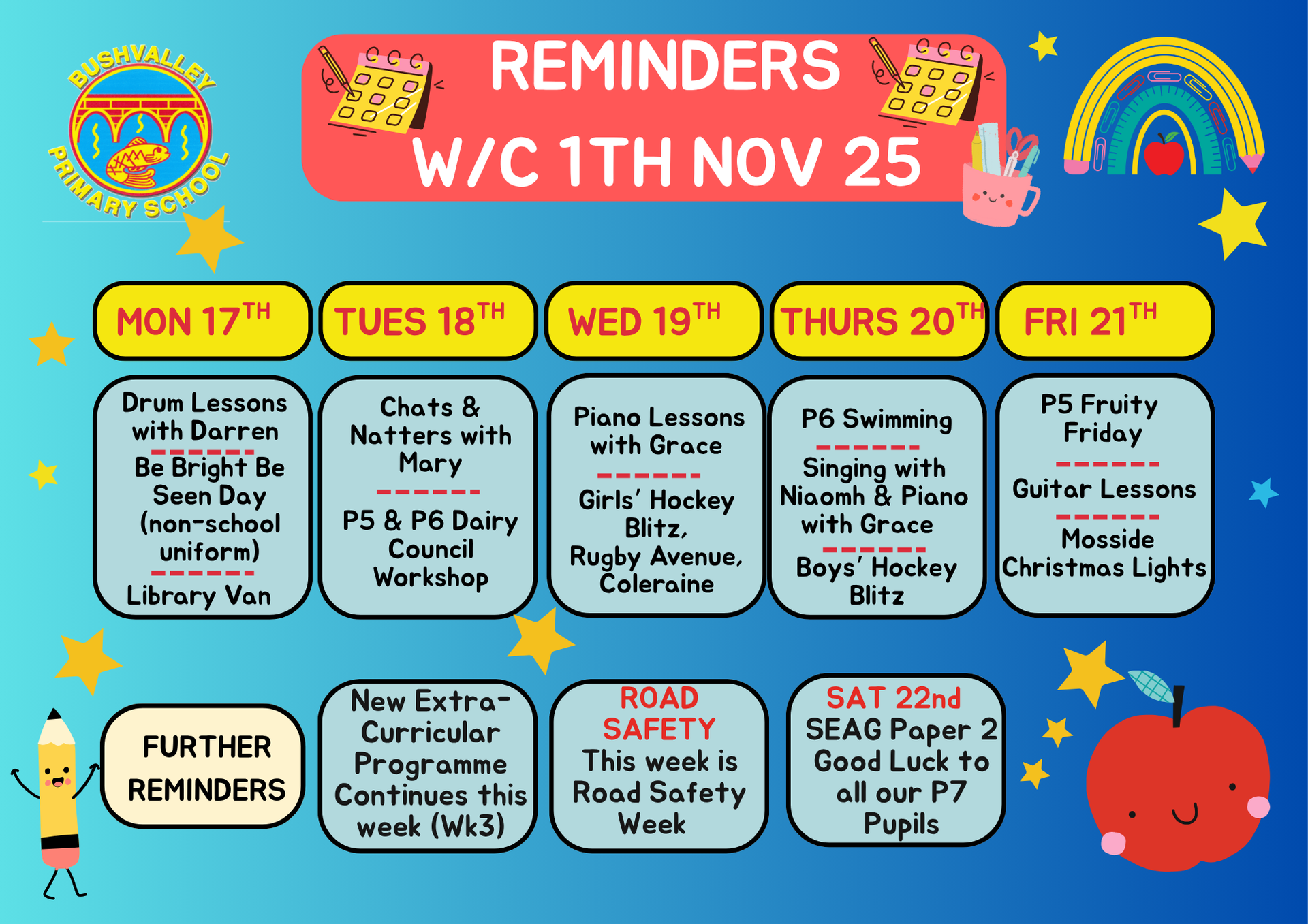 School Reminders 17th Nov 25